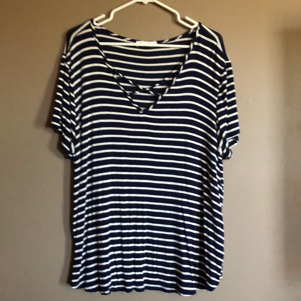 Navy and white stripped blouse